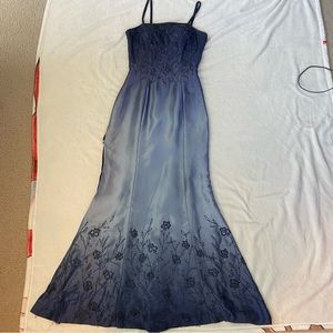Alyce Designs Blue Beaded Formal Prom Dress 90s/2000 Vintage